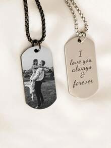 1pc Personalized Photo Necklace,Personalized Picture Necklace For Men, Customized Picture Necklace,Engraved Photo Necklace With Text,Memorial Photo Pendant Necklace For Women Men, Personalized Gifts For Him, Anniversary Gift For Husband,Wedding, Halloween, Birthday, Christmas Gifts - Multicolor - View 7