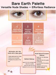 Essence 6-Color Matte Eyeshadow Palette, Fine Powder, Suitable For Women (Bordeaux Red/Modern Aesthetic) - Naked Land - View 2