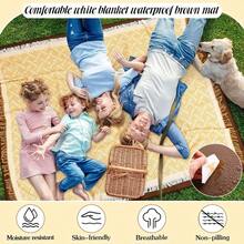 Waterproof Picnic Blankets Outdoor Blanket Foldable 2 In 1 Double Layer Sandproof Beach Mat With Carry Strap For Camping Lawn Park Beach Grass Yellow White