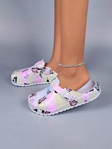 Women's Fashion Printed Breathable EVA Clogs, Lightweight Non-Slip Work Shoes, Adjustable Buckle Soft Sole Suitable For Beach, Garden, Autumn - Pink - View 4
