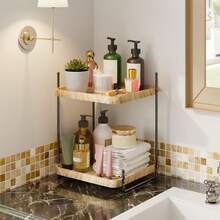 Superlele 2/3 Tier Bathroom Counter Organizer, Bathroom Counter Tray And Vanity Organizer, Wood Corner Countertop Tray For Home Decor, Dresser