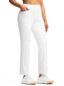 Women's Golf Pants Fleece Lined Stretch Travel Pant With Zipper Pockets Slim Dressy Business Work Casual Slacks Black - trắng - Xem 2