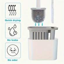 1 Set Wall-Mounted Toilet Brush: Long Handle Brush, Small Brush Head, And Soft Bristles, Comprehensive Bathroom Cleaning