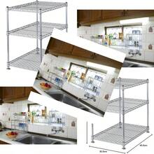 同志社 Luminous 超轻型 3层 调味料架 香料架 水槽下方收纳 宽45.5×深30.5×高46.5厘米 可变置物架 迷你置物架 承重30千克 防锈处理 防锈 可用水清洗 厨房架 杆径12.7毫米 WH30453 - 写真の通り - チェックする 1