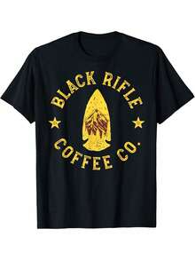 Rifle Coffee Company Men's Arrow Pattern T-Shirt - 100% Made In The USA Pure Cotton, Lightweight Comfortable Street Style Shirt, Loose Fit Casual Wear, Black Rifle Coffee Co. Design, Outdoor And Daily Wear Gun Pattern Top, Casual Clothing, Comfortable Fit - 黑色 - 查看 2