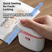 1 Snack Packaging Bag Sealing Machine, Built-In Lithium Battery USB Charging Small Household Sealing Machine, Portable Mini Sealing Machine For Picnics And Outings, Hand Pressure Plastic Sealing Machine, Plastic Bag Sealing Tool, Suitable For Resealing Potato Chip Bags, Biscuit Bags, Snack Bags, With Built-In Magnetic Suction Function, Comes With A Charging Cable, Very Suitable For Family And Travel Use