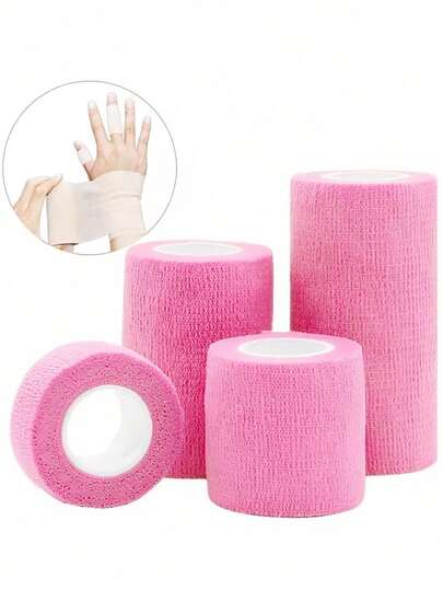 4 Rolls Medical Adhesive Bandages, Elastic Breathable Sports Self-Adhesive Tape, Beige Finger Wrap Bandages For Wrist, Ankle, First Aid