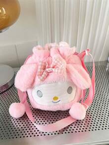 Sanrio 1 PC Sanrio Cinnamon Dog Kuromi Plush Drawstring Bag Bucket Bag Crossbody Bag Cartoon Bag Shoulder Bag