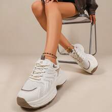 Women's New Thick Sole Sneakers, Lightweight Casual Shoes, Small White Shoes, Tennis Shoes, Versatile Running Shoes, Cute & Fashionable Lightweight Chunky Sneakers - Khaki - View 6