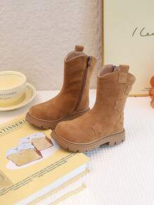 1 Pair Girls' Soft-Soled Anti-Slip Comfortable Warm Thermal-Lined Indoor/Outdoor Casual Sports Snow Boots, High-Top Boots For Autumn/Winter - Brown - View 3