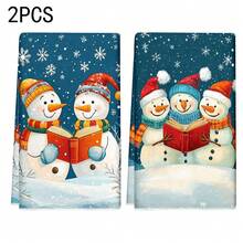 1 set/2 buc/100 buc lavete de vase cu model de om de zăpadă pentru citit de Crăciun, potrivite pentru sufragerii, bucătării, băi, decorațiuni zilnice, decorațiuni zilnice pentru petreceri în familie, decorațiuni interioare și articole de uz casnic viu colorate. Poate fi oferit cadou.