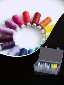 Organisateur de rangement pour 42 bobines de fil à coudre, boîte de rangement en plastique transparent pour fils à broder, étui de transport portable pour travaux d'aiguille avec poignée pour couture DIY et fournitures de couture