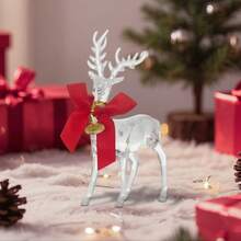 2 Pcs Christmas Reindeer Acrylic Decoration Creative White Elk Tabletop Ornament For Party Festive Decor