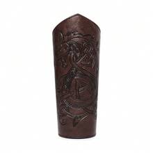 2pcs/Set Faux Leather Armor Gauntlets Medieval Wrist Guards Viking Arm Bracers LARP Accessories, Wristband Arm Cuff For Men