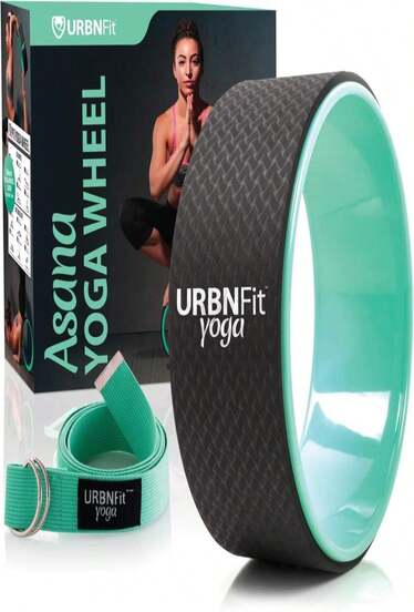 URBNFit Yoga Wheel - 12-Inch Roller Designed For Stretching &Amp; Flexibility To Help Back Aches &Amp; Tension - Made W_Durable Materials &Amp; Soft Foam Padding, Yoga Strap Included