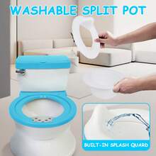 Large Toddler Potty Training Toilet Seat - Potties With Realistic Flush Sounds, Flip-Up Seat, Storage Bin, Toilet Paper Holder, And Removable Training Seat  Removable Pot, Toddler Potty Seat With Storage Tank And Toilet Paper Holder For Kids 1-3 Years Old, Blue/Pink/Grey - 藍色 - 查看 6
