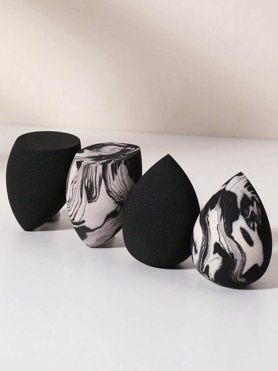 4PCS Makeup Sponge, Suitable For Cream And Powder Concealer, Loose Powder Makeup Applicator - Black - View 1