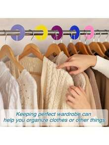10pcs Reusable Wardrobe Dividers, Closet Organizer Labels, Space-Saving Wardrobe Partitions, Round Clothing Size Separators, Suitable For Retail Stores And Home Use - Multicolor - View 2