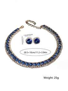 1set Crystal Necklace & Earrings Jewelry Set - Baby Blue - View 7