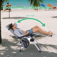 OLIXIS Zero Gravity Chair, Reclining Camping Lounge Chair For Indoor, Reclining Patio Chairs With Cup Holder Trays And Removable Cushion, Folding Recliner For Outdoor, Black - 灰色 - 查看 3