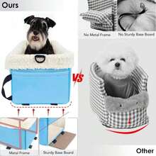 Dog Car Seat For Small Dogs, Center Console Dog Car Seat With Metal Frame &Amp; Double Protection Seat Belts, Pet Booster Seat With Safety Leash And Storage Pocket For Pets Dogs Cats, Grey - ColorC - 查看 3