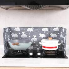2 protectores contra salpicaduras plegables para estufa de gas, fabricados en papel de aluminio para paredes de cocina (gris).