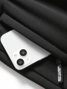 休闲纯色长裤，男士健身运动服，可调节抽绳腰带，适合所有季节，是健身、运动、户外活动的理想礼物 - 黑色 - 查看 4