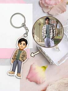 1pc Customized Cartoon Photo Keychain, Acrylic Photo Keychain, Personalized Photo Gift, Unique Gift For Boyfriend/Girlfriend, Husband/Wife, Dad/Mom, Valentine's Day, Birthday, Baby Anniversary, Father's Day, Mother's Day, Couple Gift, Personalized Keychain | Anniversary Gift | Gift For Him | Gift For Her | Christmas Gift | Customized Logo Keychain