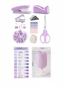 1pc Student & Office Stationery Set: Stapler, Scissors, Tape, Hole Punch, Staples,Back To School,School Supplies - Multicolor - View 7