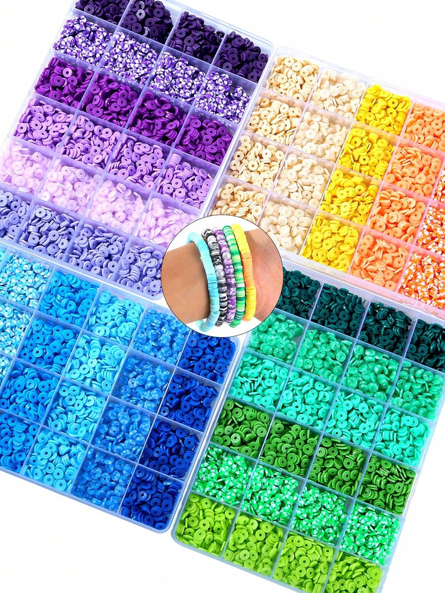 500/3000pcs Polymer Clay Beads Kit, Mixcolor Polymer Clay Beads Kit For Jewelry Making, Perfect For Friendship Bracelets And Supplies Gifts, DIY Friendship Bracelet Necklace Earrings Handmade Craft Supplies