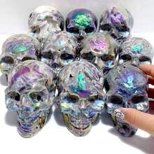 1pc Sphalerite Dragon Head Carving/Skull/Square - Handcrafted Iridescent Multicolor Ornament, Unique Birthday Gift For Women, Home & Office Desk Decor, Collectible Art, Dragon Decor, Office Decoration, Mythical Decor, Iridescent Finish, Intricate Detailing, Fantasy Decor, Highquality Ornament, Fantasy Sculpture, Fantasy Lovers-Christmas And Halloween Gifts - 彩色 - 查看 1