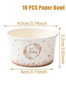 10个“嘿，宝贝”图案纸碗，爆米花碗，婴儿派对主题纸碗，冰淇淋碗，婴儿派对用品，糖果碗，一次性餐具，零食碗，男孩或女孩派对礼物，一次性食品容器，饼干烘焙碗，性别揭晓派对用品，一周岁生日派对用品，节日派对用品，厨房装饰 - 嬰兒 - 查看 5