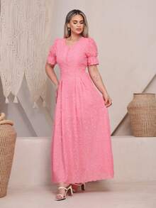 Elegant Women's Dress Simple Embroidery Button Women's All - 3D玫瑰 - 查看 3
