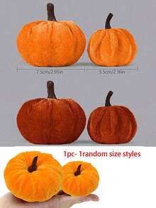 6 件仿天鹅绒泡沫织物南瓜装饰，秋季南瓜家居装饰，什锦天鹅绒南瓜假南瓜，人造秋季餐桌装饰，可重复使用的感恩节，秋季餐桌中心装饰，天鹅绒工艺南瓜，适合秋季家居农舍丰收感恩节装饰，餐桌中心装饰