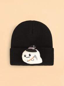 2pcs/1pc Cute Ghost & Pumpkin Pattern Knit Hat, Fashionable, Comfortable, Suitable For 1-3 Years Old/0-6 Months Baby To Wear For Halloween Party And Daily Use
