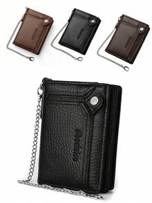 1 szt., męska retro torba antykradzieżowa na karty, portfel na karty kredytowe, metalowy łańcuszek, wielofunkcyjny portfel antykradzieżowy, woreczek na karty z wieloma przegródkami, woreczek na dowód osobisty. Karty antyrozmagnesowujące są bezproblemowe i nie powodują problemów, co czyni je najlepszym prezentem dla mężczyzn.