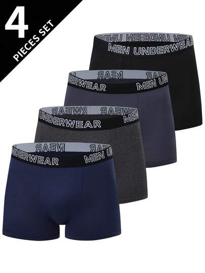 4 st/pack herr enfärgade trosor, andningsbara bekväma underkläder