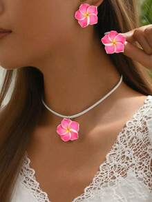 European & American Cross-Border Minimalist Daisy, Sunflower Pendant Necklace, Sweet Dopamine Colorful Flower Stud Earrings Necklace Set For Women - Flower - View 14