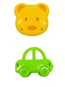 3 件卡通可爱三明治模具，卡通熊、兔子和汽车午餐烘焙模具，用于面包切割 - 彩色 - 查看 14