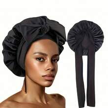 High-End Oversized Shower Cap, Suitable For Curly Hair - Black, Polyester, Adjustable Fit With Curly Hair Design, Perfect Protection And Styling Wet Hair. Curly Hair Design Cap. Durable Shower Cap, Wet Hair Shower Cap - Black - View 6
