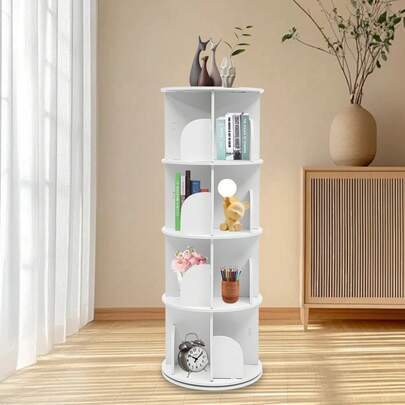 Libreria girevole a 360 gradi, libreria girevole a 4 livelli, libreria girevole per ufficio domestico, sala lettura (4 livelli)