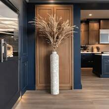29 英寸经典大型树脂落地花瓶，优雅浮雕条纹纹理，蒲苇容器，现代家居装饰花瓶，适用于客厅、玄关、壁炉装饰、生日礼物、圣诞装饰和礼品