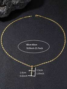 1pc Gold Color European And American Style Simple Neutral Cross Pendant Necklace For Men With Rhinestone Cubic Zirconia European And American Hip-Hop Style High-End Men's Cross Necklace Tag - Yellow Gold - View 3