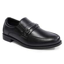 Kids Loafers Slip-On Dress Shoes With Buckle Detail, Soft Lined Comfort & Support For School Uniforms, Weddings And Special Occasions, ClassicPicks Style - 黑色 - 查看 3