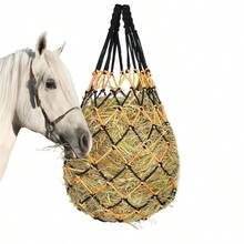 1 件/2 件 120 厘米干草袋、慢速喂食袋、耐用且易于使用的网状设计马喂食器、干草网、慢速喂食网、网袋、干草袋、长干草网、马慢速喂食网、稳定用品，适用于农场和牧场马、驴、牛和羊 - 彩色 - 查看 14