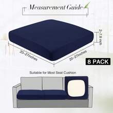 12 Pcs Patio Outdoor Cushion Covers Replacement Waterproof Stretch Sofa Couch Cushion Covers Washable Individual Couch Slipcovers Set Furniture Protector For Pets(20-27 Inch,Navy),18021324 - Màu xanh hải quân - Xem 2