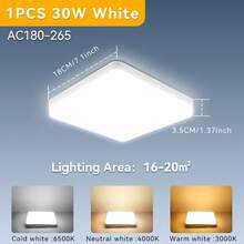 CANMEIJIA 超薄方形 LED 吸顶灯平板灯，家用 LED 吸顶灯，适用于家庭装饰，适用于客厅/卧室/浴室/办公室/餐厅/大堂/酒店/工作室/仓库/入口/厨房/走廊/阁楼/通道，根据使用需求选择合适的尺寸，60W/50W/40W/30W/20W 可用 - LED吸頂燈 - 查看 20