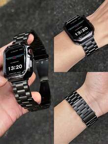 1 件黑色金属表带 + 1 件黑色盔甲硅胶保护壳套装，适用于