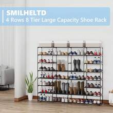 Large Capacity 8 - Tier Stackable Metal Shoe Rack For Adults, Ideal For Garage, Hallway & Office
