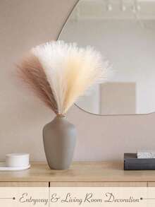 9/18pcs Artificial Reed Deep, Beige Color Grass Boho Decor, Faux Pampas Grass, Pampas Plant, Large Tall Fluffy Artificial Fake Flower, Bulrush Reed Grass For Autumn Vase Filler, Fake Plants, Fall Decor, Farmhouse, Home, Room, Desk Home Decor Halloween Room Decor Halloween Decor - Multicolor - View 11